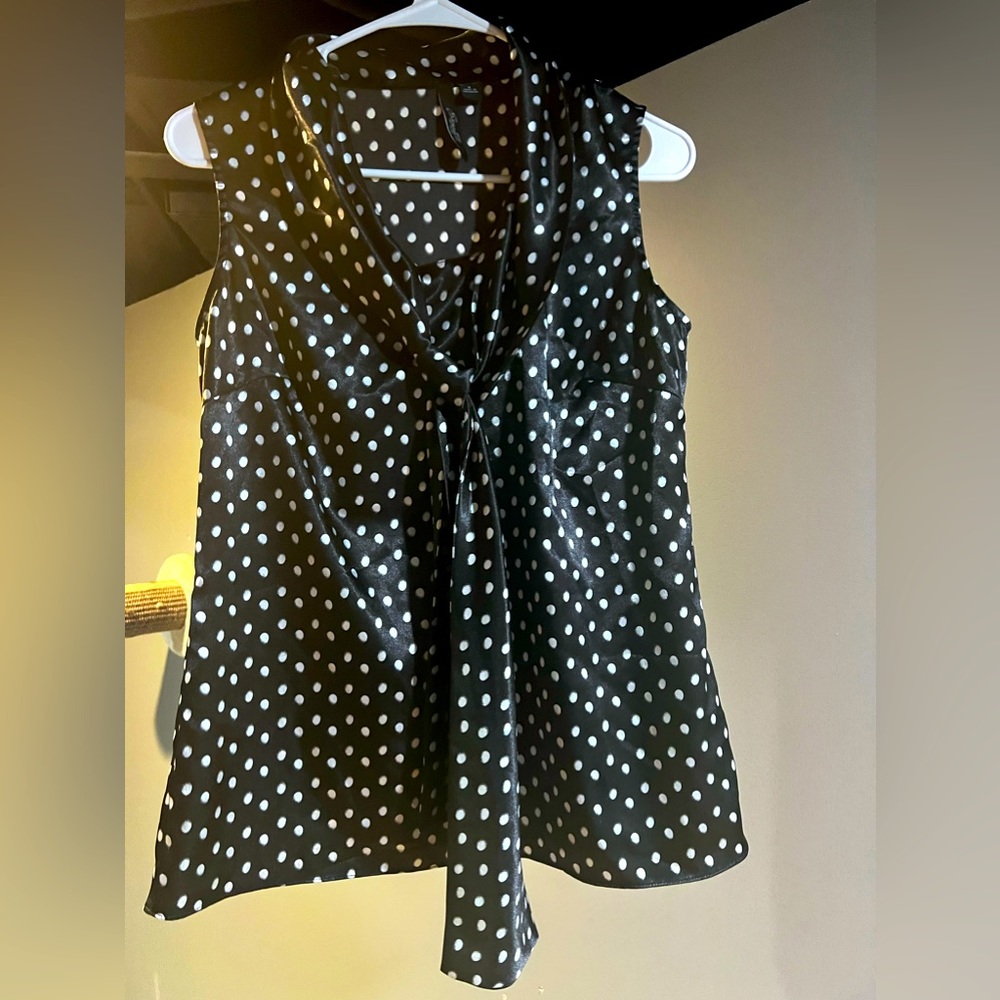 Milano Black Blouse with White Polka-dots Sleeveless